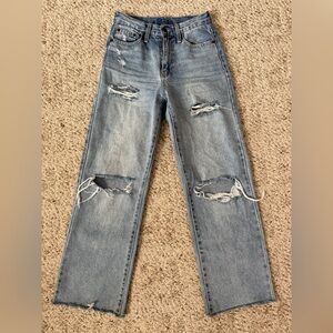Arizona Jean Company Light Blue Distressed Straight Leg Jeans